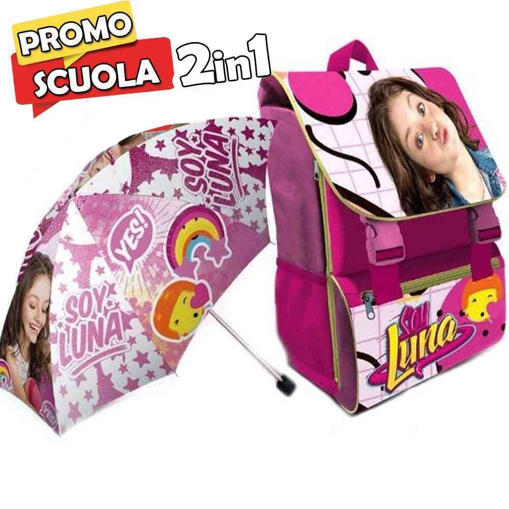 Zaino Scuola Estensibile Disney SoyLuna Kit Completo + Ombrello e Astuccio 3 ZIP