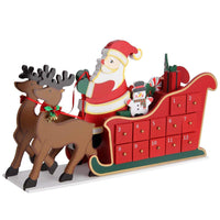 Calendario Avvento Slitta Babbo Natale Legno 24 Cassetti Decorazioni Natalizie