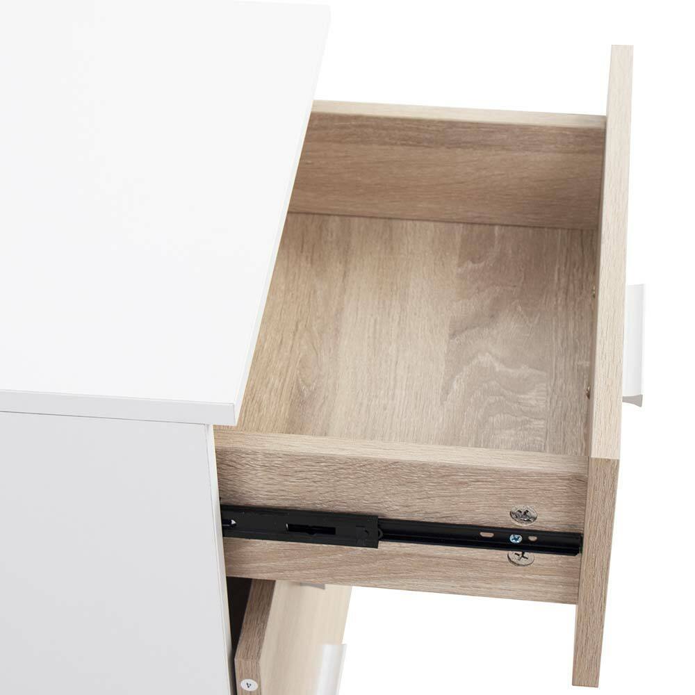 Comodino Mobiletto Cassettiera 3 Cassetti Design Moderno in legno MDF Bianco