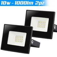 Set 2 Fari Led 10W Luce Alta Luminosita 1000lm Bianco Faro Faretti Esterno Slim