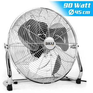 Ventilatore da terra Acciaio 90 W Pale Alluminio 45 cm 3 Velocita Oscillante