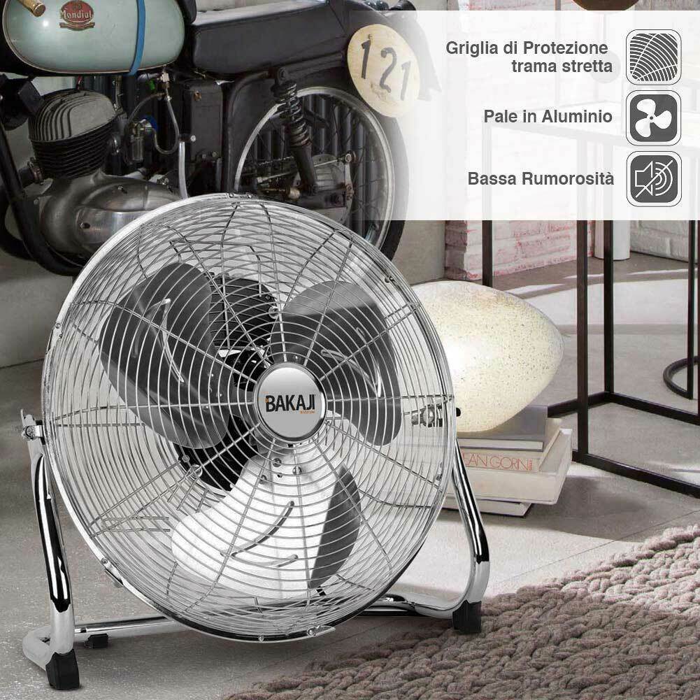 Ventilatore da terra Acciaio 90 W Pale Alluminio 45 cm 3 Velocita Oscillante