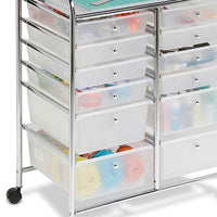 Carrello Cassettiera Multiuso Acciaio Casa Ufficio Estetista 12 Cassetti Bianco