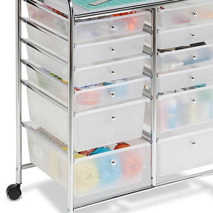 Carrello Cassettiera Multiuso Acciaio Casa Ufficio Estetista 12 Cassetti Bianco