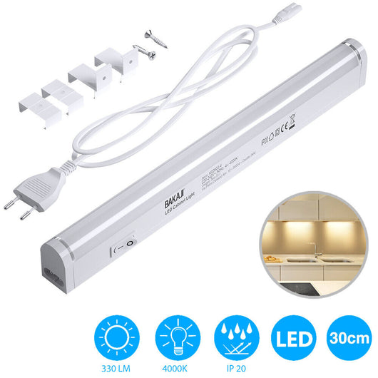 Lampada Luce Sottopensile 30cm Mobili Cucina Armadio Barra LED 330lm 4000K Bianc