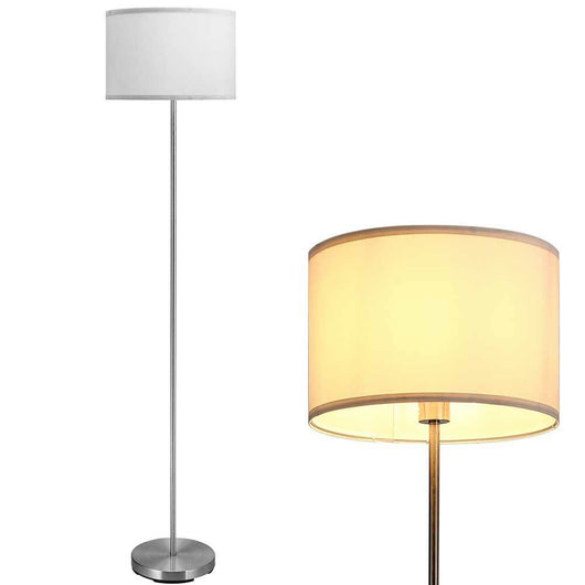 Lampada Piantana da Terra 160cm Design Moderno Paralume E27 60W Tessuto Bianco