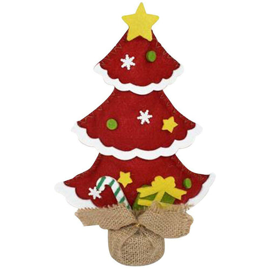 Albero di Natale in Tessuto Feltro con Base in Juta 25 cm Decorazioni Natalizie