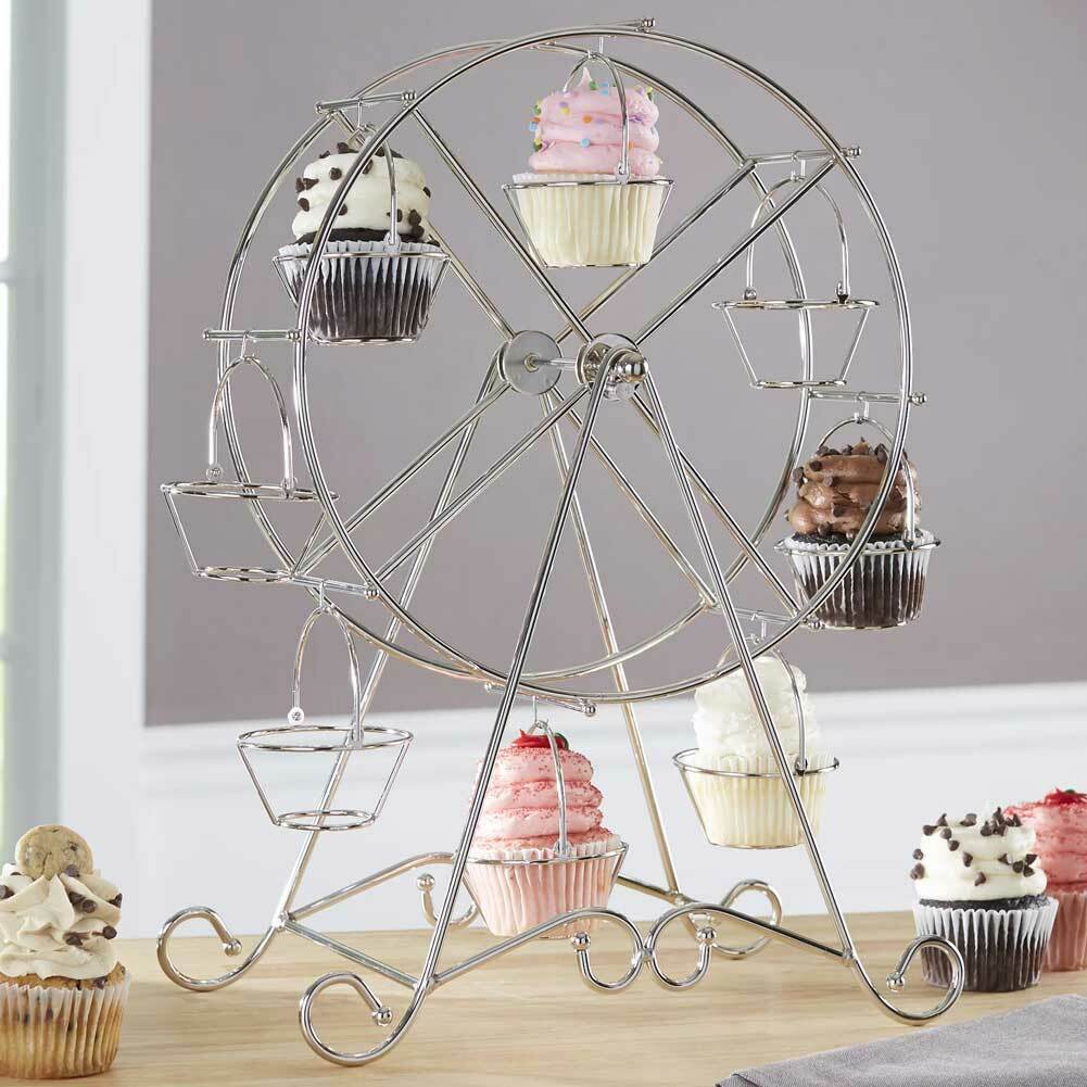 Alzata Stand Porta Cupcake Ruota Panoramica Alzatina 8 Posti Dolci Muffin Metall