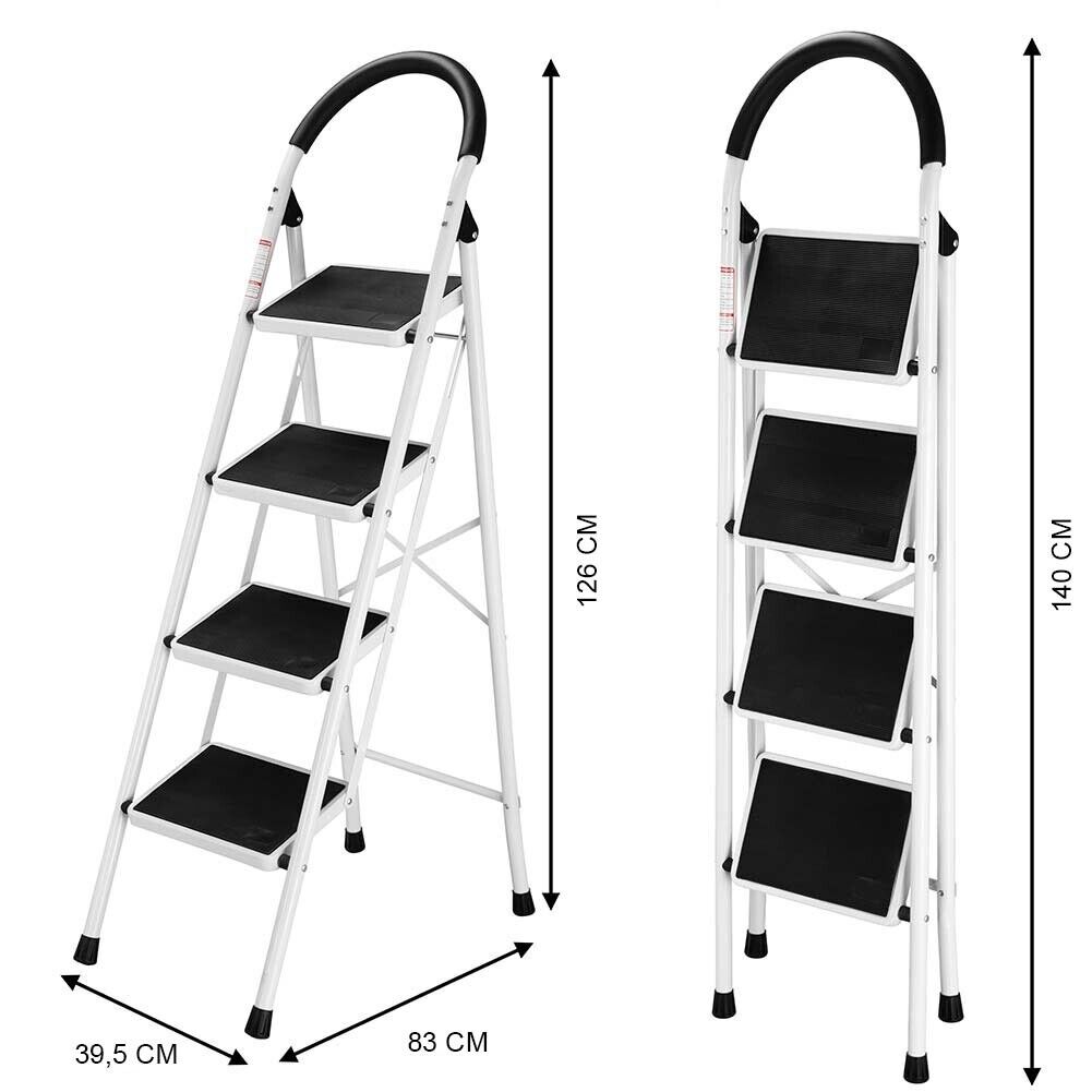 Scala Scaletta Pieghevole 4 Gradini Antiscivolo Sgabello Scaletto Acciaio 150kg