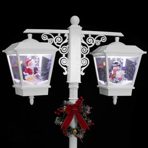 Lampione Natale con Luce LED Scena Natalizia Neve Motorizzata Musica 188cm Bianc