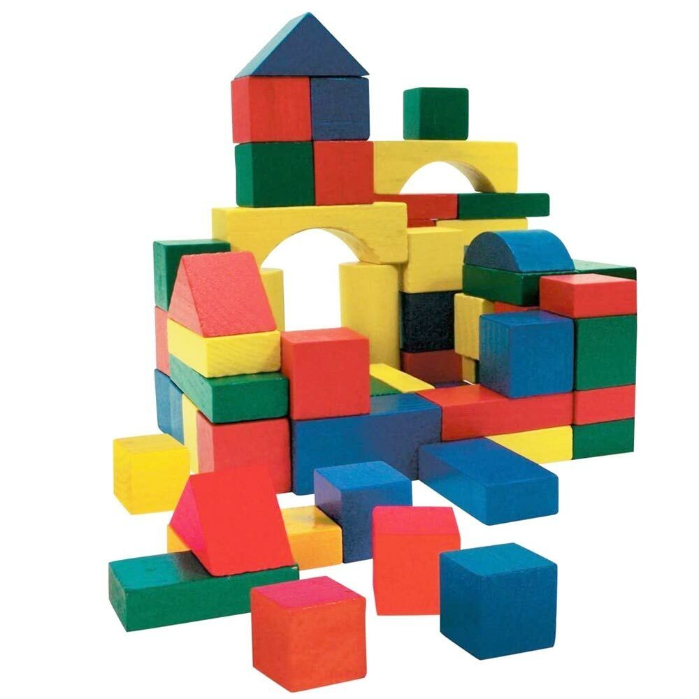 Playset Costruzioni in Legno 100 Mattoncini Giocattolo Bambini Gioco Educativo