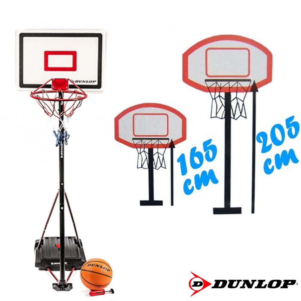 Canestro BASKET con Piantana Tabellone REGOLABILE 205 CM + Pallone Pompa DUNLOP