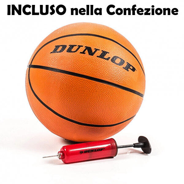 Canestro BASKET con Piantana Tabellone REGOLABILE 205 CM + Pallone Pompa DUNLOP