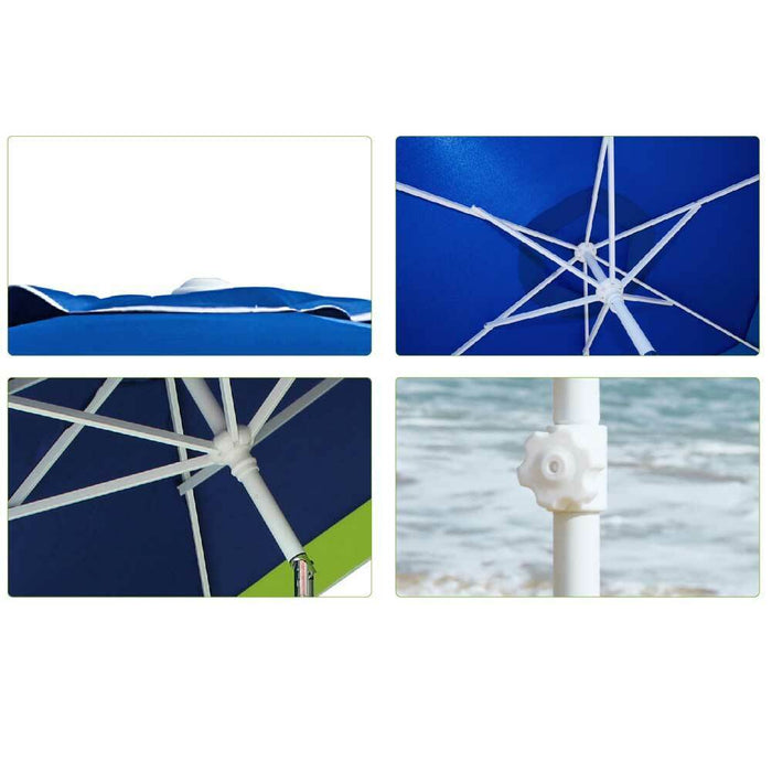 Ombrellone Mare Spiaggia Giardino Acciaio Grande 210cm Verde Blu con Custodia