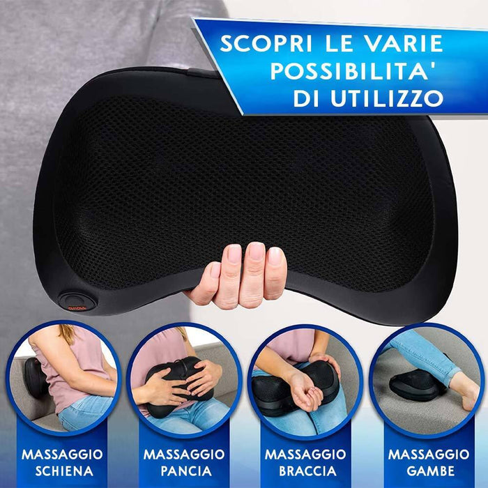 Cuscino Cuscinetto Massaggiante per Massaggi Elettrico Riscaldato 4 Testine