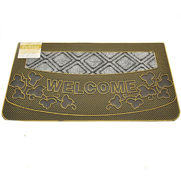 Tappeto Zerbino Welcome Piante 45x75cm in Gomma e Fibra Cocco 4 Colori Ingresso