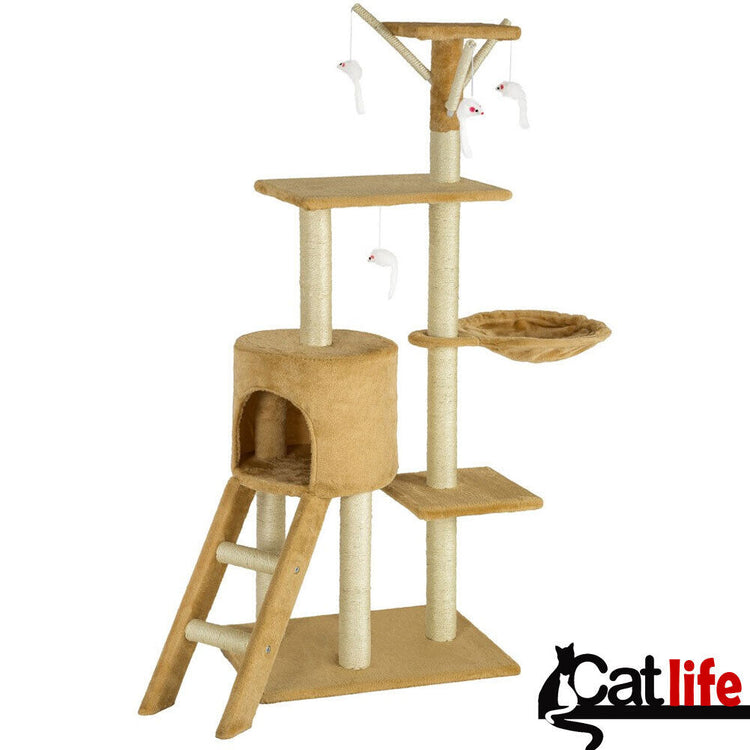 Tiragraffi per Gatti Albero Sisal Parco Giochi Gioco x Gatto Tira Graffi Beige