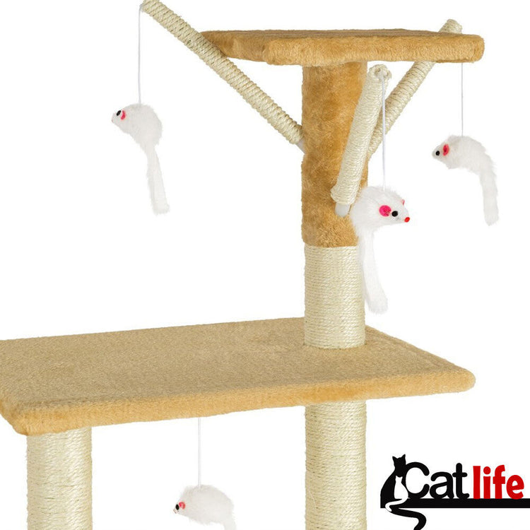 Tiragraffi per Gatti Albero Sisal Parco Giochi Gioco x Gatto Tira Graffi Beige