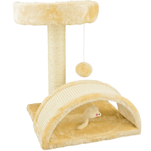 Tiragraffi Per Gatti Beige Con Gioco Pallina Palo 50cm Topolino Tunnel Soffice