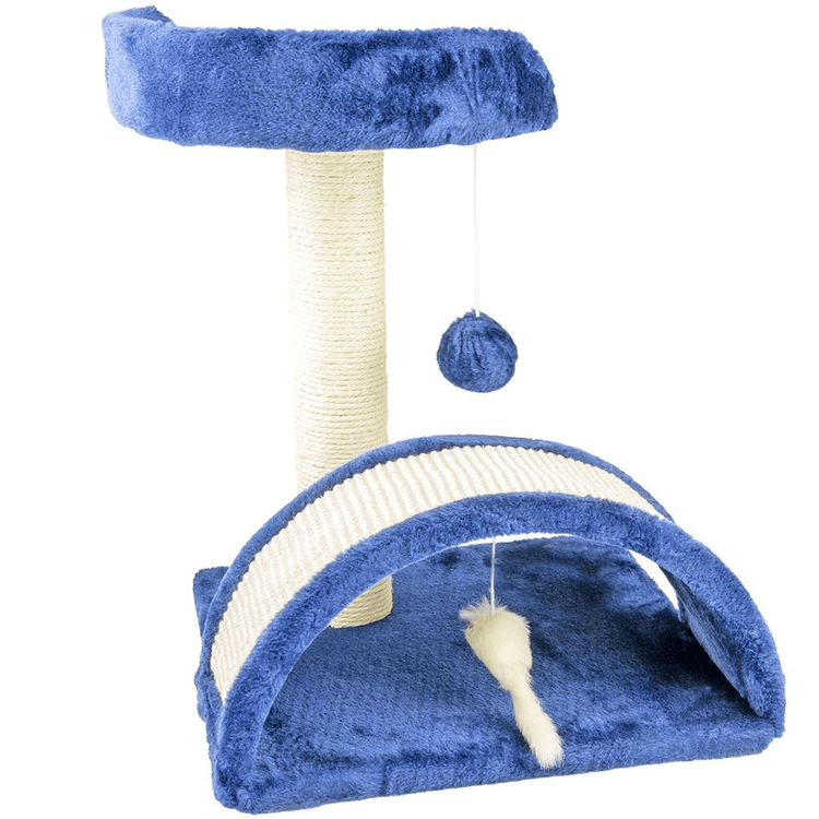 Tiragraffi Per Gatti Blu Con Gioco Pallina Palo 50cm Topolino Tunnel Soffice