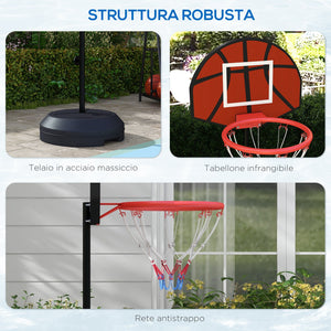 Canestro Basket con Bersaglio Freccette 2 in 1 38,5x48,5x179 cm in Acciaio e PE Nero e Marrone