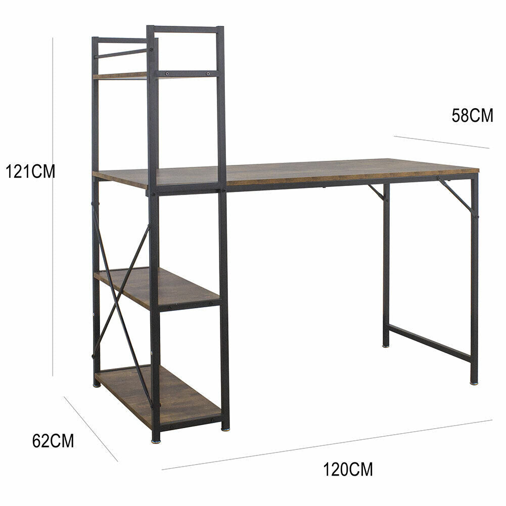 Scrivania Libreria Tavolo Porta PC Computer Metallo Legno Ufficio Industriale