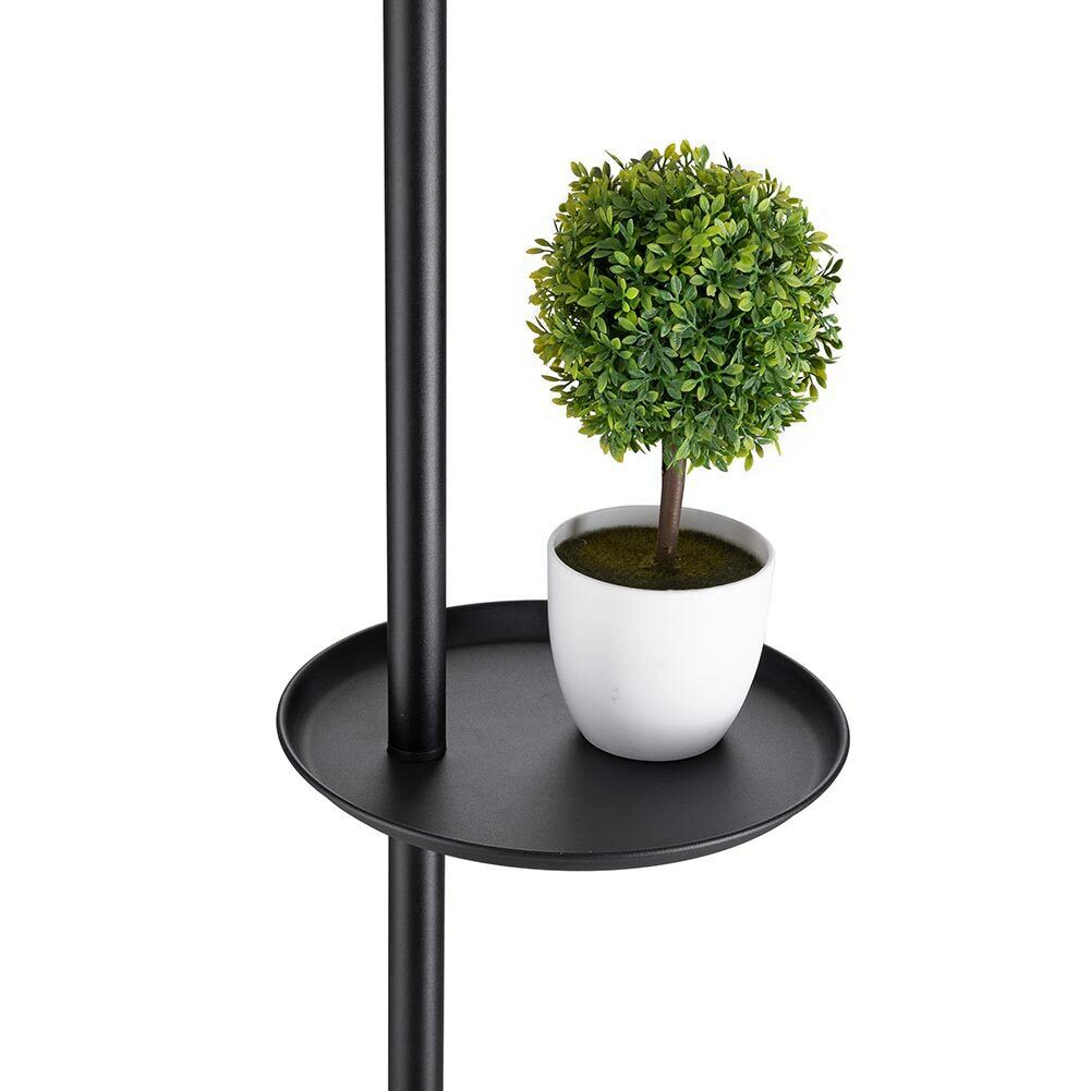 Lampada Piantana Terra Design Moderno Paralume E27 Tessuto con Tavolino Nero