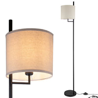 Lampada Piantana Terra Design Moderno Paralume E27 Tessuto e Metallo colore Nero