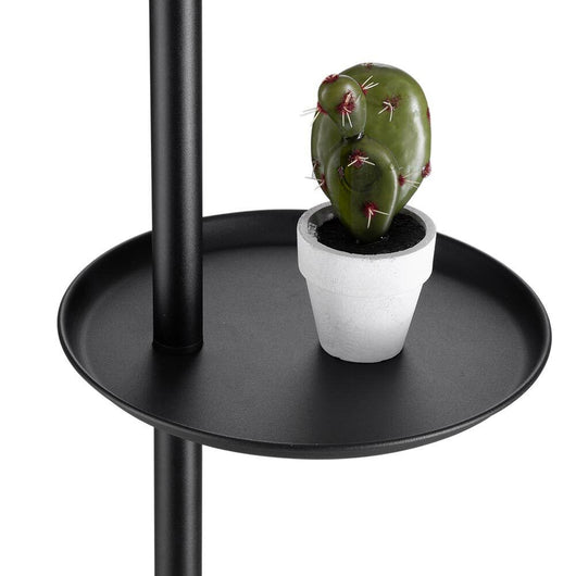 Lampada Piantana Terra Design Moderno Paralume E27 Tessuto con Tavolino Nero