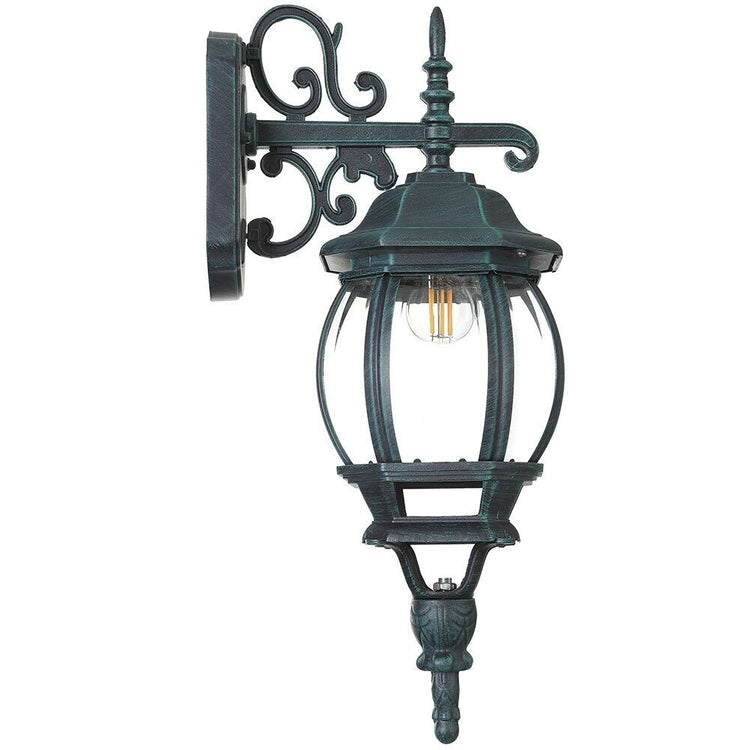 Lampione Vittoriano a Parete Lampada Applique Esterno Alluminio Verde Bronzo