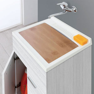 Mobile Lavatoio Grigio Koala 2 Ante 60 cm Lavabo Resina Asse Legno per Lavaggio