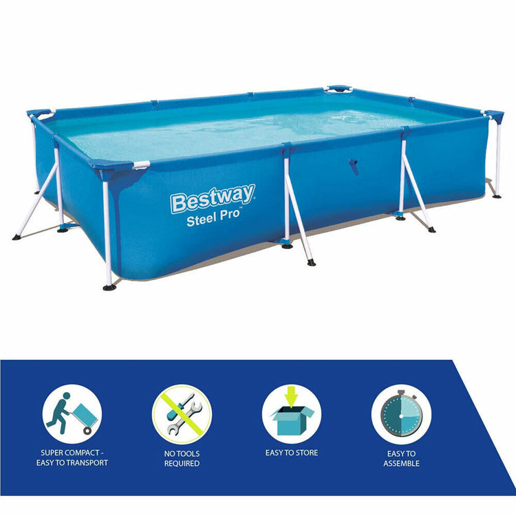 Piscina Rettangolare Fuori Terra Bestway Struttura in Acciaio 300x201x66cm 3300L