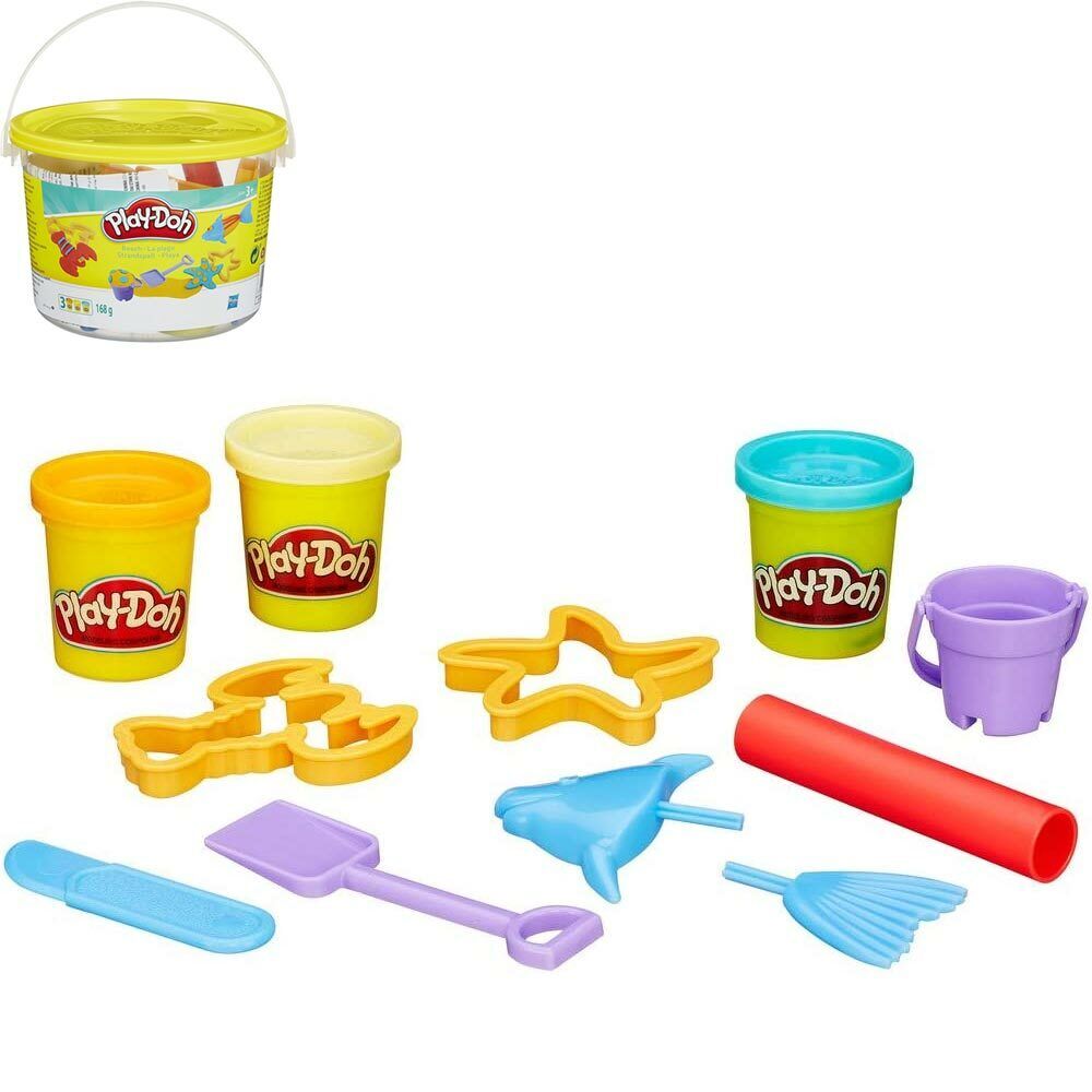 Playdoh Mini Secchiello 3 Barattolini Plastilina + Accessori Gioco Assortiti