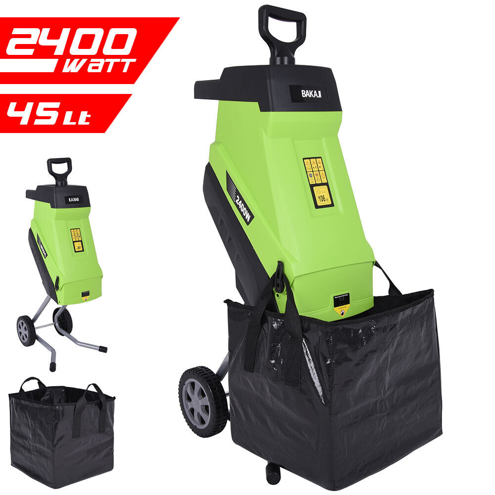 Biotrituratore Elettrico Tritafoglie 2400W Trituratore Compostaggio Foglie 45LT