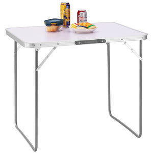 Tavolo Campeggio Picnic Alluminio 60x80x68 cm Pieghevole Maniglia per Trasporto