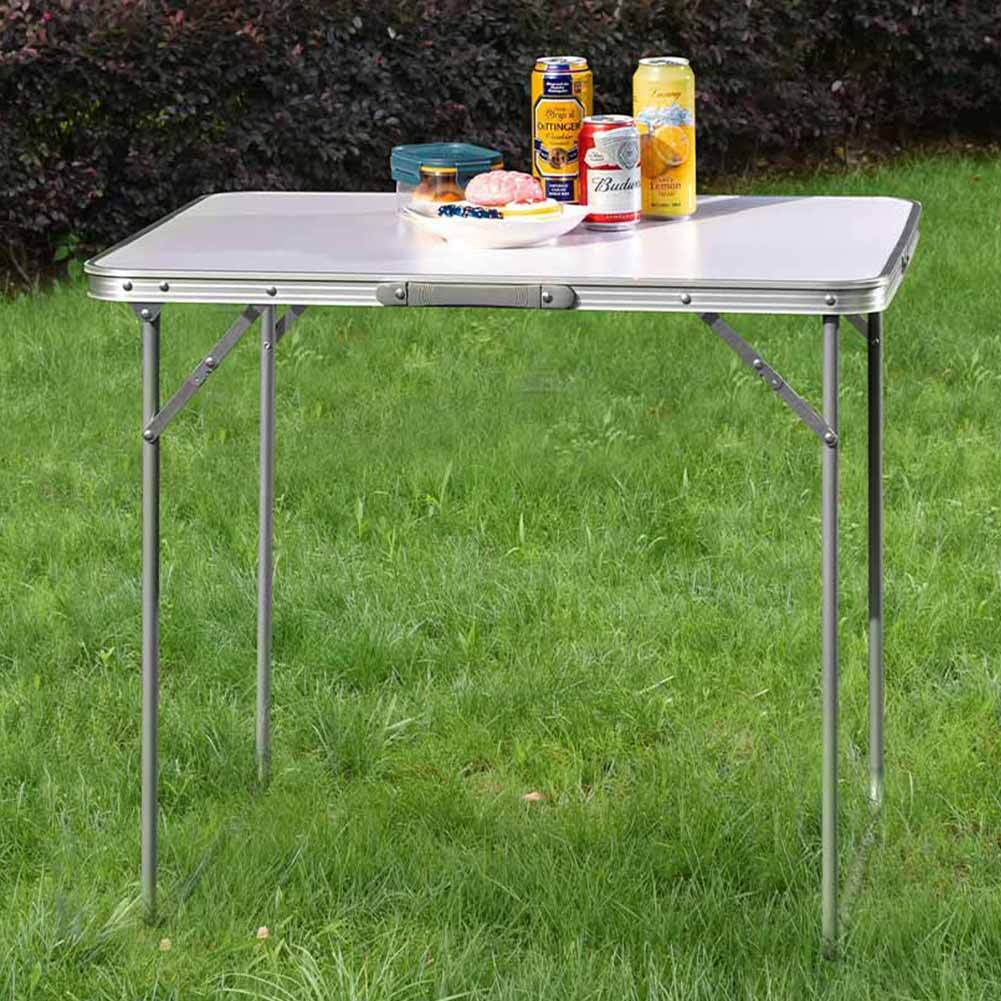 Tavolo Campeggio Picnic Alluminio 60x80x68 cm Pieghevole Maniglia per Trasporto