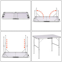 Tavolo Campeggio Picnic Alluminio 90x60x70 Pieghevole Valigetta Piano Formica