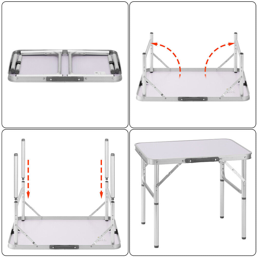 Tavolo Campeggio Picnic Alluminio 60x45x50 Pieghevole Valigetta Piano Formica