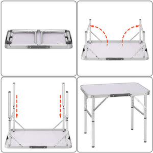 Tavolo Campeggio Picnic Alluminio 60x45x50 Pieghevole Valigetta Piano Formica