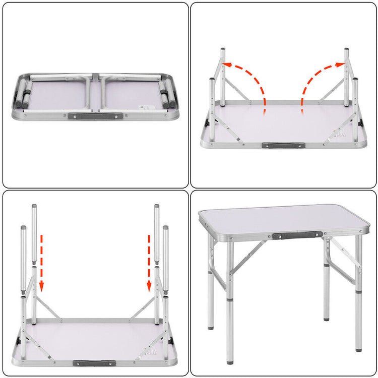Tavolo Campeggio Picnic Alluminio 60x45x50 Pieghevole Valigetta Piano Formica