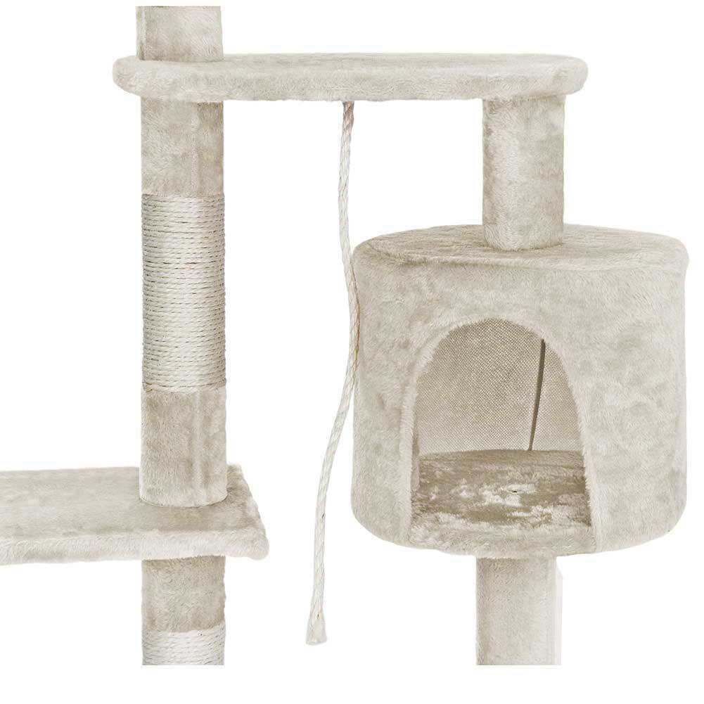 Albero Tiragraffi per Gatti Parco Giochi Cuccia Graffiatoio gatto H112cm Crema