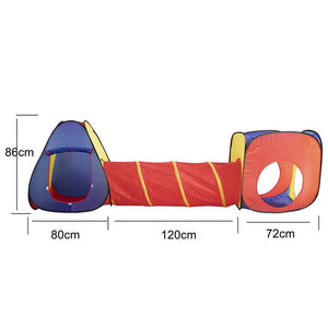 Tenda Gioco Parco Giochi con Tunnel Giocattolo Bambini Pop-Up Pieghevole 3pz