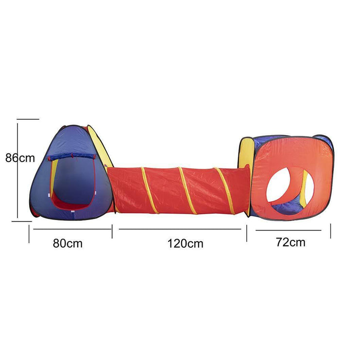 Tenda Gioco Parco Giochi con Tunnel Giocattolo Bambini Pop-Up Pieghevole 3pz