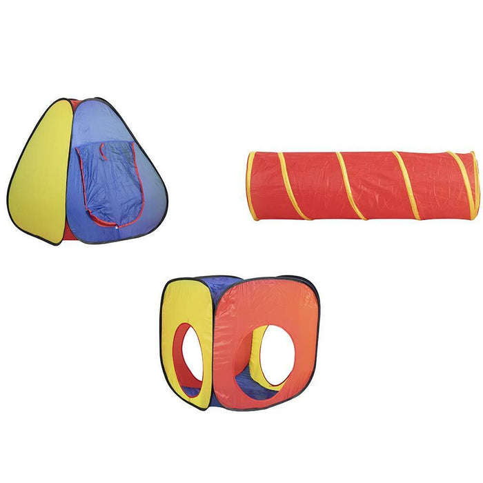 Tenda Gioco Parco Giochi con Tunnel Giocattolo Bambini Pop-Up Pieghevole 3pz