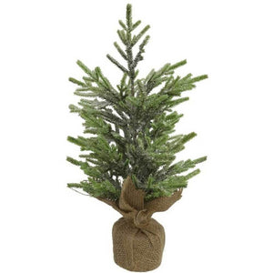 Albero di natale 42cm Alberello Pino con Base Sacco Iuta Decorazione Natalizia