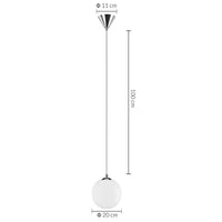 Lampadario Lampada Sospensione Sfera 20 cm Design Moderno Paralume Vetro E27