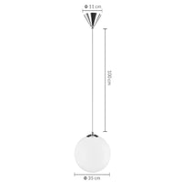 Lampadario Lampada Sospensione Sfera 35 cm Design Moderno Paralume Vetro E27