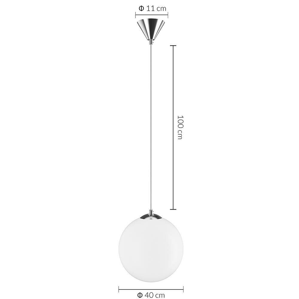 Lampadario Lampada Sospensione Sfera 40 cm Design Moderno Paralume Vetro E27