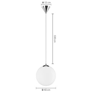 Lampadario Lampada Sospensione Sfera 40 cm Design Moderno Paralume Vetro E27