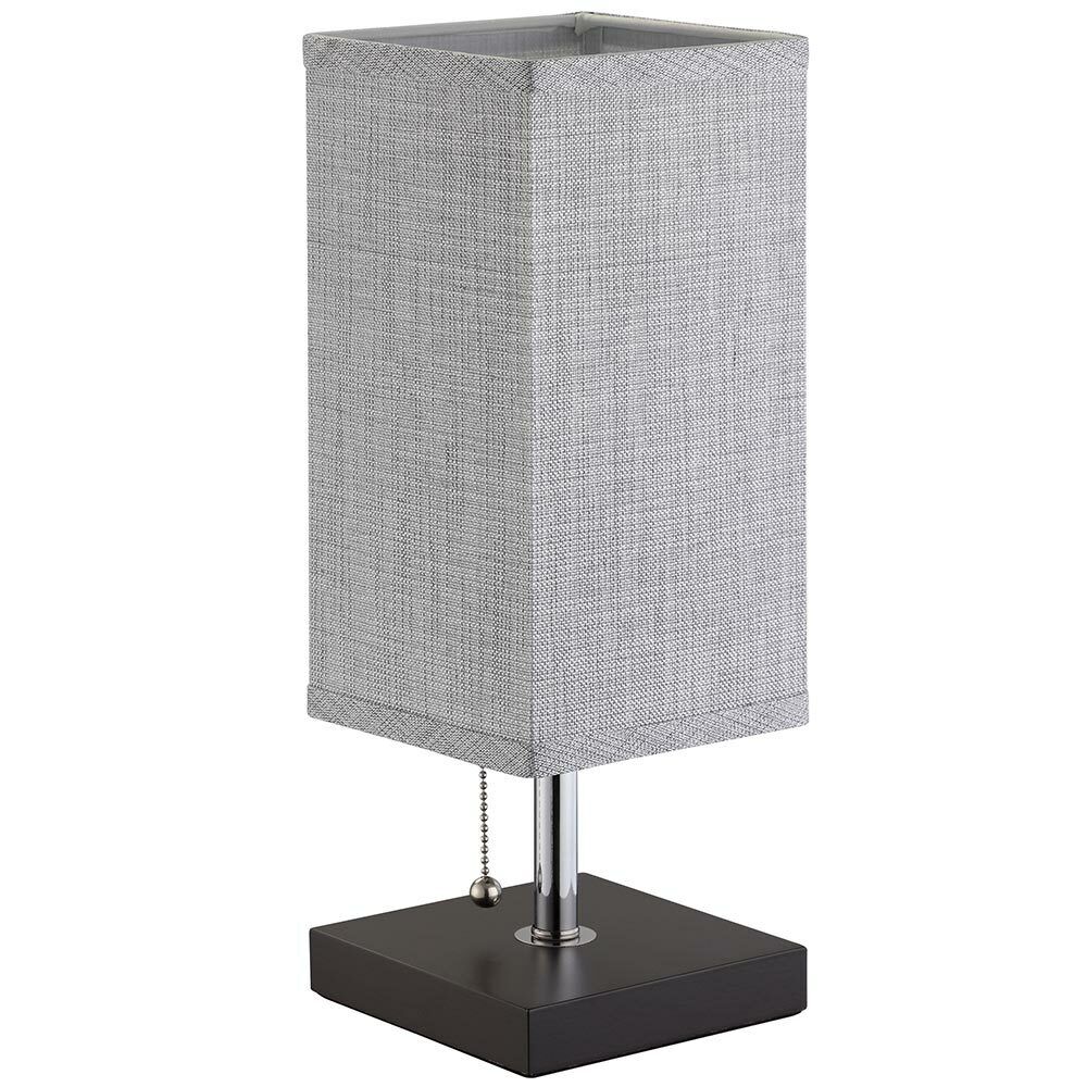 Lampada da Tavolo Lume da Comodino in Legno e Tessuto Grigio Abatjour 36x13cm